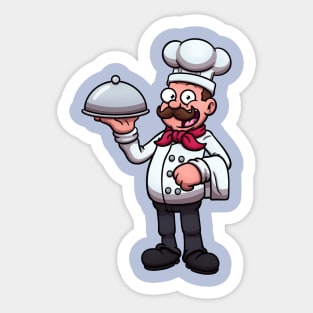 Chef With Platter And Towel Sticker